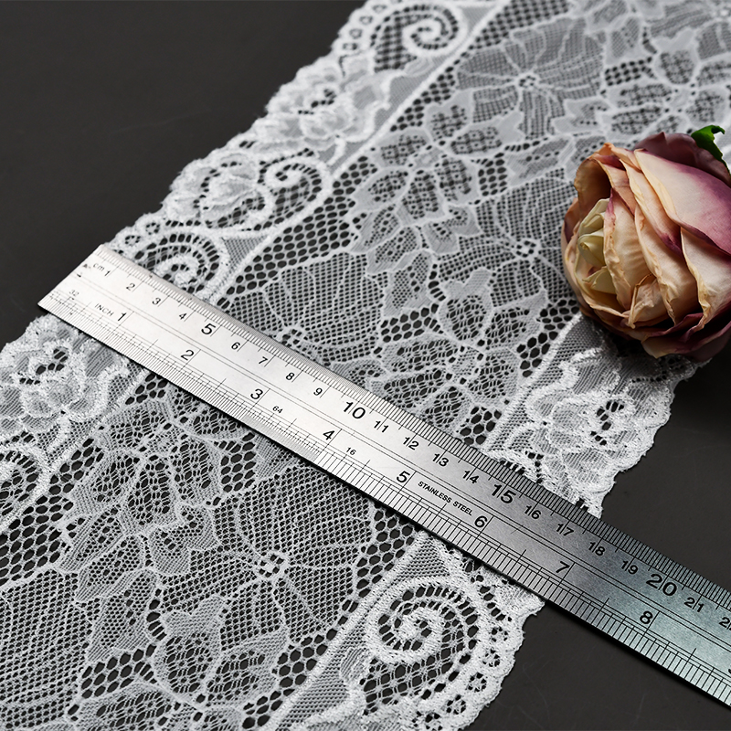 Ready Stock Lace High Quality 19cm Women's Elastic Floral Lace Trim 1314#