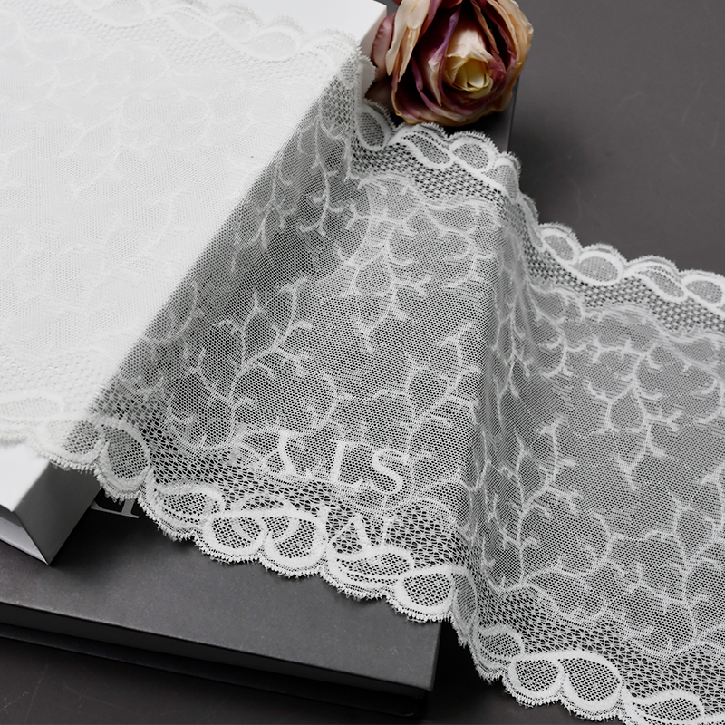 Professional Lace Manufacturer High Quality20cm Stretch White Floral Lace Trim for Women 4033#