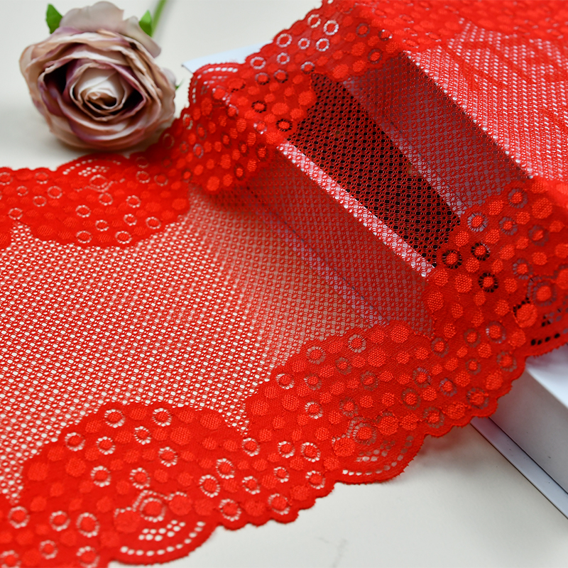 Professional Lace Manufacturer High Quality20.5cm Stretch White Floral Lace Trim for Women5574#