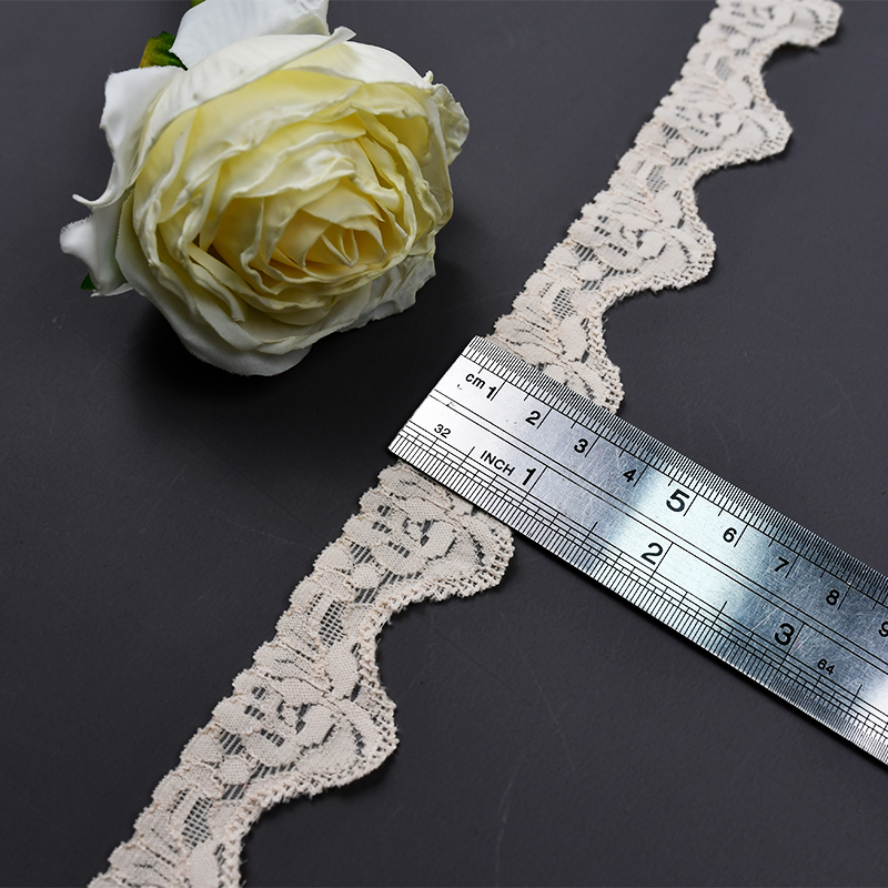 Elastic Lace 3CM Fashion 3D Nylon Spandex Stretch White Floral Lace Trim 106265#
