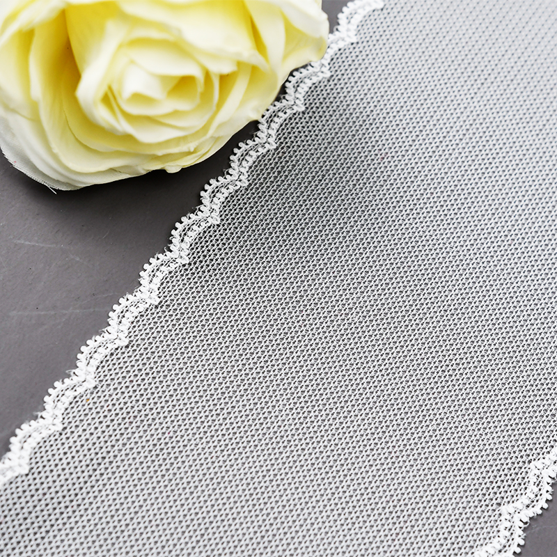 Elastic Lace 9CM Fashion 3D Nylon Spandex Stretch White Floral Lace Trim 5458A#