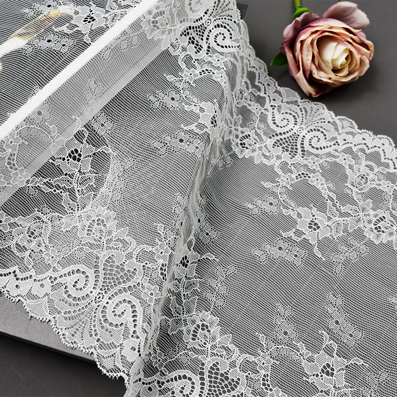 Elegant Mesh Elastic Lace Trim 23cm Spandex Lace Fabric Elastic Lace Women's Dress Underwear Bra 65229#