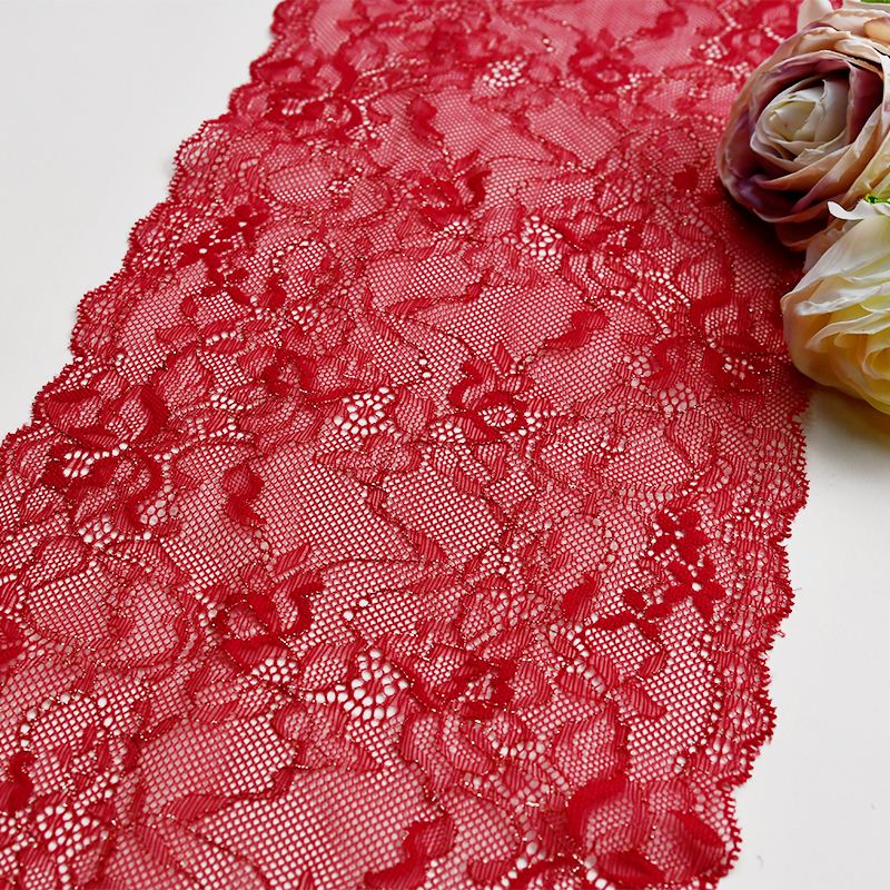 Ready Stock Lace High Quality 17.5cm Women's Elastic Floral Lace Trim 63407#