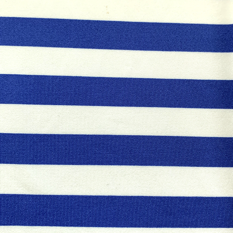 90% Polyester 10%Spandex Blue Stripe Digital Printing Printed Textile Fabric for Swimwear Sportswear Garment