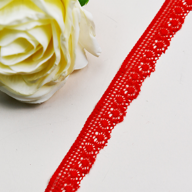 Elastic Lace 1.5CM Fashion 3D Nylon Spandex Stretch White Floral Lace Trim 7702#