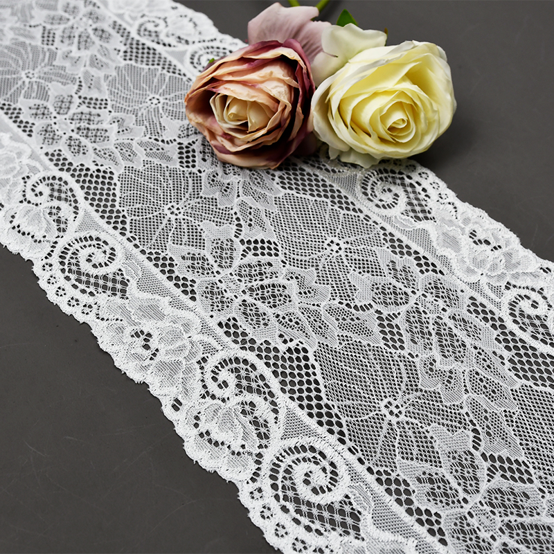 Ready Stock Lace High Quality 19cm Women's Elastic Floral Lace Trim 1314#