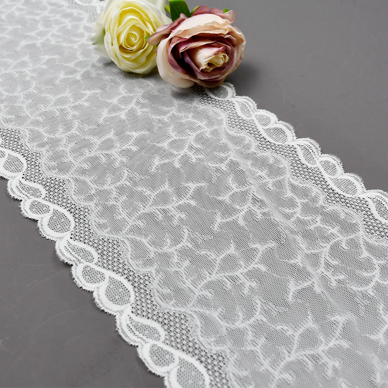 Professional Lace Manufacturer High Quality20cm Stretch White Floral Lace Trim for Women 4033#
