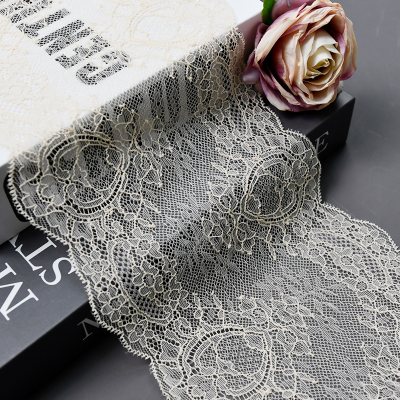 Professional Lace Manufacturer High Quality17cm Stretch White Floral Lace Trim for Women7213#