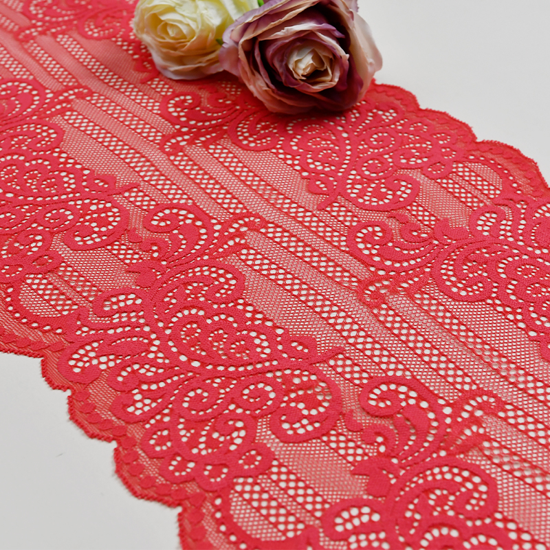 Professional Lace Manufacturer High Quality23.5cm Stretch White Floral Lace Trim for Women6520#