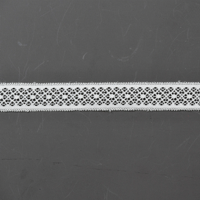 Elastic Lace 2.5CM Fashion 3D Nylon Spandex Stretch White Floral Lace Trim 59597-2#