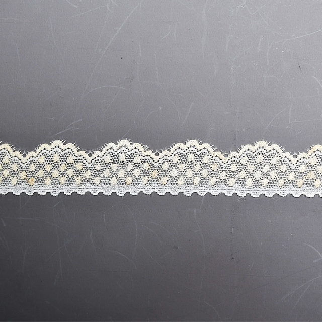 Elastic Lace 3CM Fashion 3D Nylon Spandex Stretch White Floral Lace Trim 59365-2#