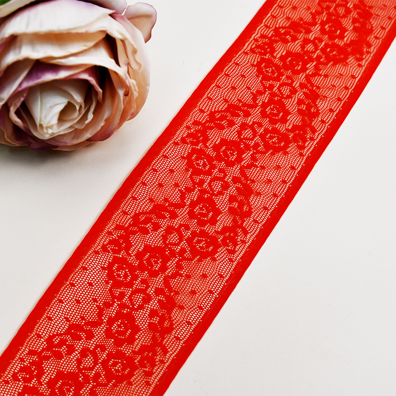 Elastic Lace 6.5CM Fashion 3D Nylon Spandex Stretch White Floral Lace Trim SG637#