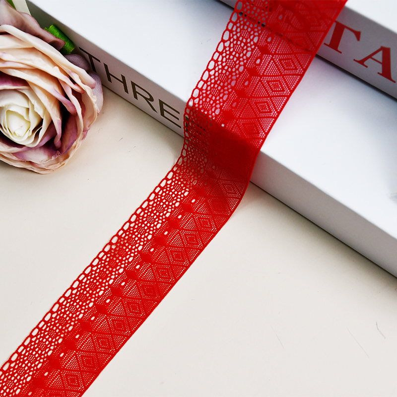 Elastic Lace 3CM Fashion 3D Nylon Spandex Stretch White Floral Lace Trim SG264#