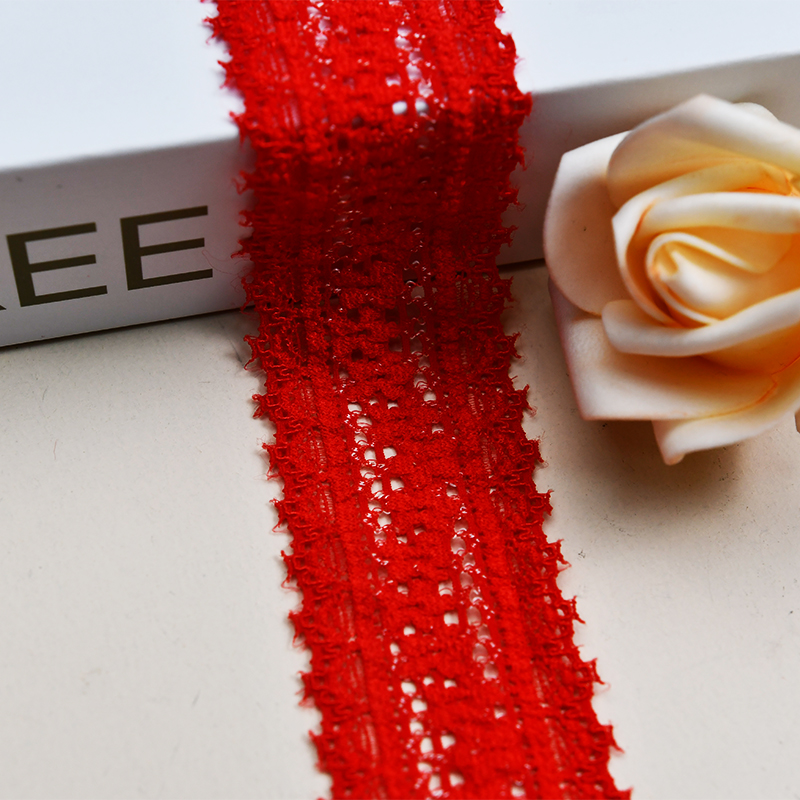 3.5CM Wholesale Bicolor knitted Elastic Lace Trim, nylon spandex stretch lace trim for women dress 01000#