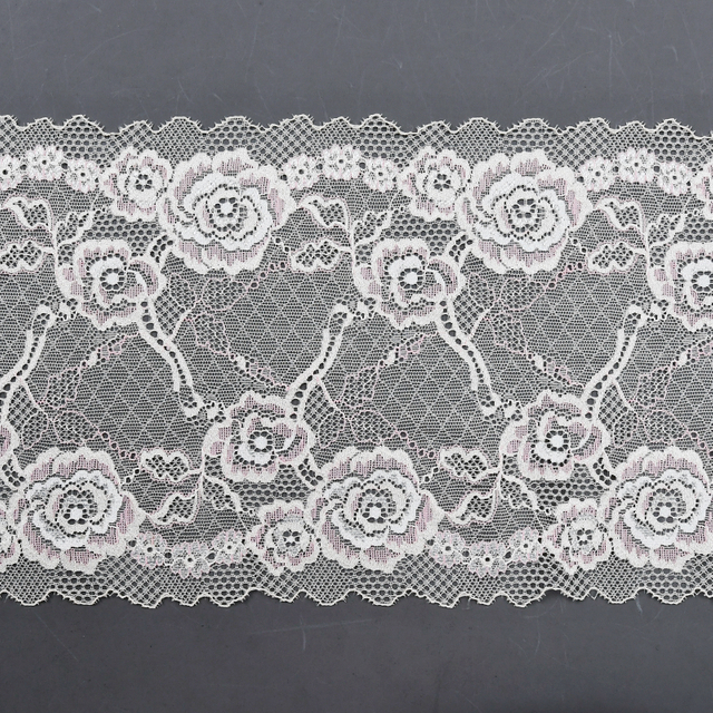 Professional Lace Manufacturer High Quality 19.5cm Stretch White Floral Lace Trim for Women A040#