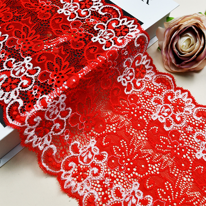 Professional Lace Manufacturer High Quality 18cm Stretch White Floral Lace Trim for Women K139#