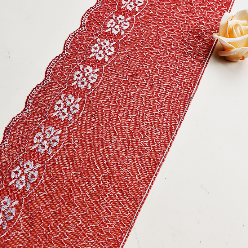 Professional Lace Manufacturer High Quality 15.5cm Stretch White Floral Lace Trim for Women 02187#