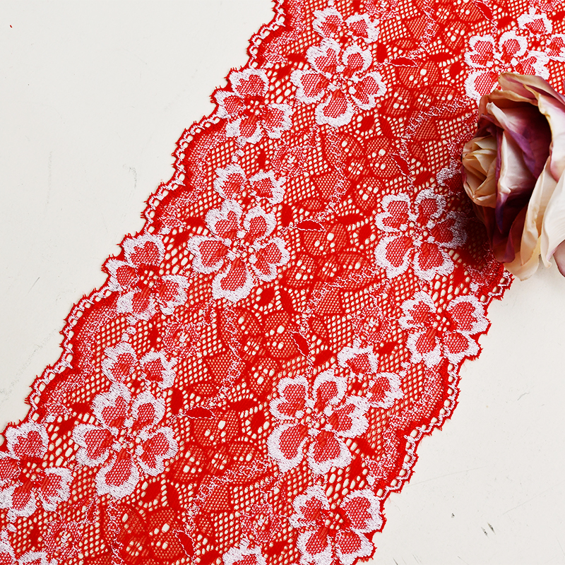Professional Lace Manufacturer High Quality 13cm Stretch White Floral Lace Trim for Women 59177#
