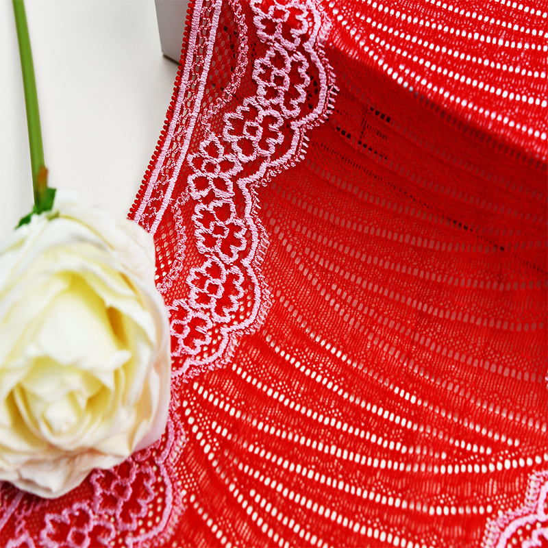 21cm Wholesale Two Color Knitted Elastic Lace Trim, Elastic Lace Trim Women's Dress 61119#