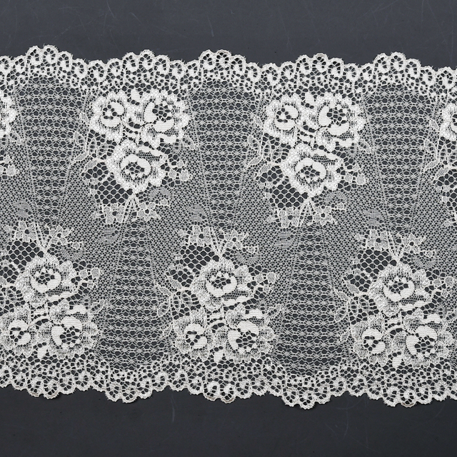 Professional Lace Manufacturer High Quality 18.5cm Stretch White Floral Lace Trim for Women 4082#