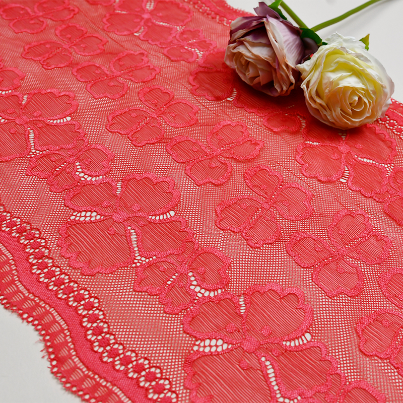 Professional Lace Manufacturer High Quality30cm Stretch White Floral Lace Trim for Women6011#