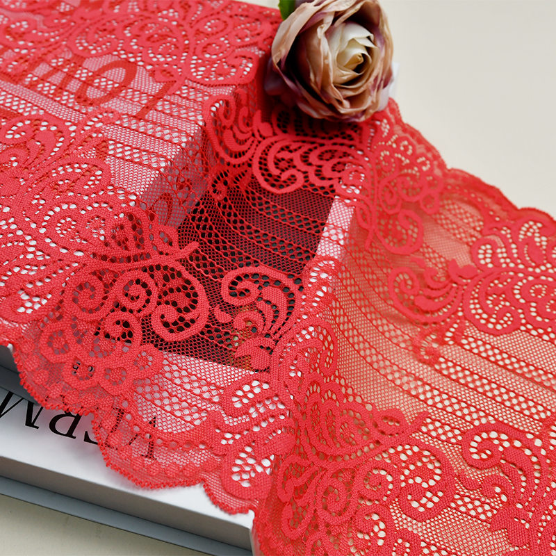 Professional Lace Manufacturer High Quality23.5cm Stretch White Floral Lace Trim for Women6520#