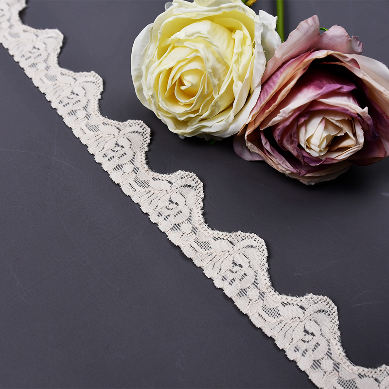 Elastic Lace 3CM Fashion 3D Nylon Spandex Stretch White Floral Lace Trim 106265#