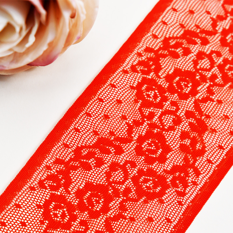 Elastic Lace 6.5CM Fashion 3D Nylon Spandex Stretch White Floral Lace Trim SG637#