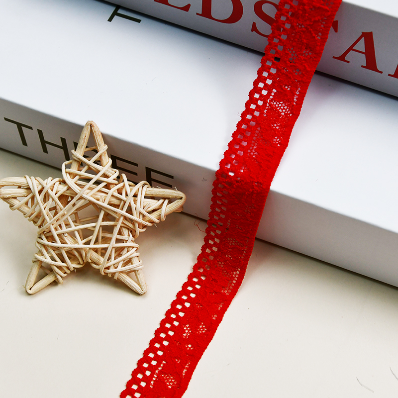 Elastic Lace 2CM Fashion 3D Nylon Spandex Stretch White Floral Lace Trim 116602#