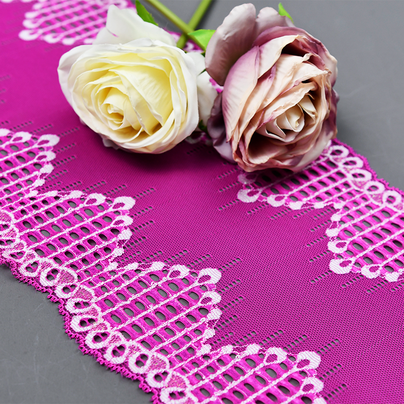 Professional Lace Manufacturer High Quality17cm Stretch White Floral Lace Trim for Women B017#