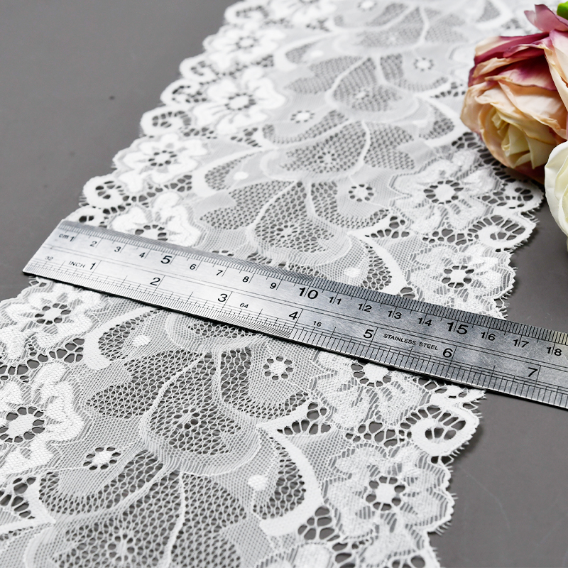 Professional Lace Manufacturer High Quality16.5cm Stretch White Floral Lace Trim for Women59017#