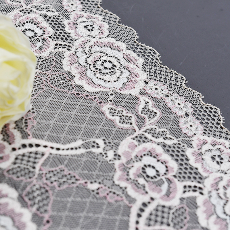 Professional Lace Manufacturer High Quality 19.5cm Stretch White Floral Lace Trim for Women A040#