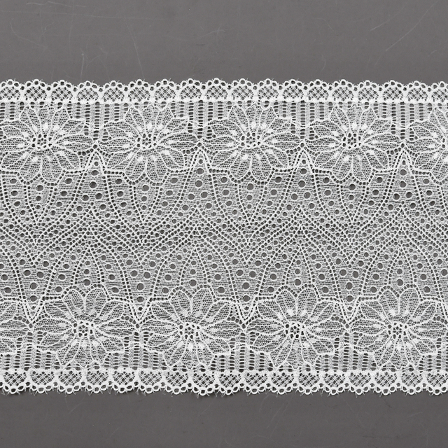 Professional Lace Manufacturer High Quality18.5cm Stretch White Floral Lace Trim for Women B026#