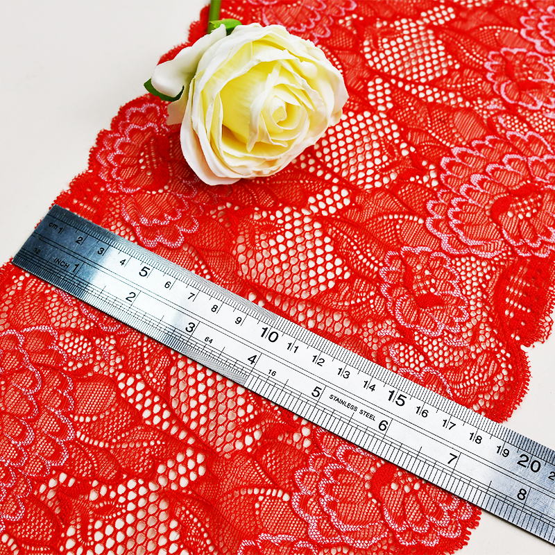 Professional Lace Manufacturer High Quality 18.5cm Stretch White Floral Lace Trim for Women B073#