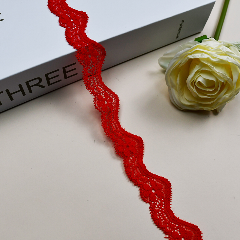 High Quality Stretch Nylon Lace Trim 2.5cm Nylon Lace Fabric Nylon Spandex Lace for Bra And Underwear Wedding Decoration 7708#