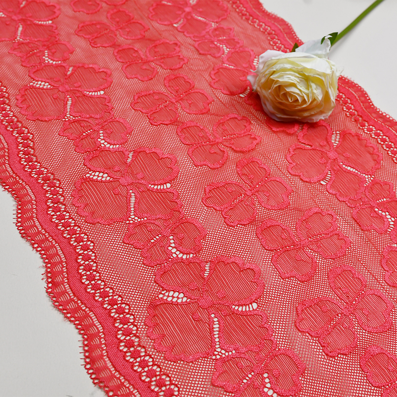 Professional Lace Manufacturer High Quality30cm Stretch White Floral Lace Trim for Women6011#