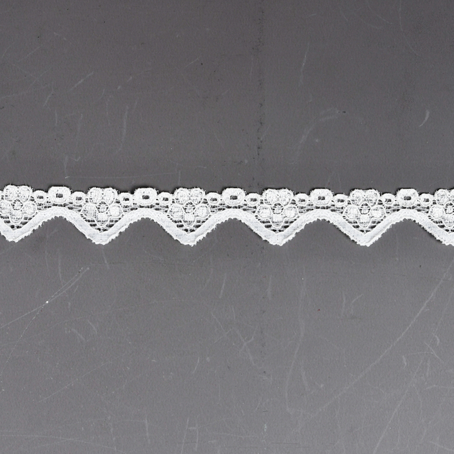 Elastic Lace 2.3CM Fashion 3D Nylon Spandex Stretch White Floral Lace Trim 106597#