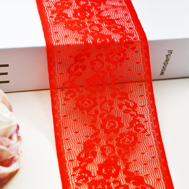 Elastic Lace 6.5CM Fashion 3D Nylon Spandex Stretch White Floral Lace Trim SG637#