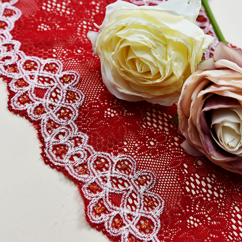 Professional Lace Manufacturer High Quality 15cm Stretch White Floral Lace Trim for Women E028#
