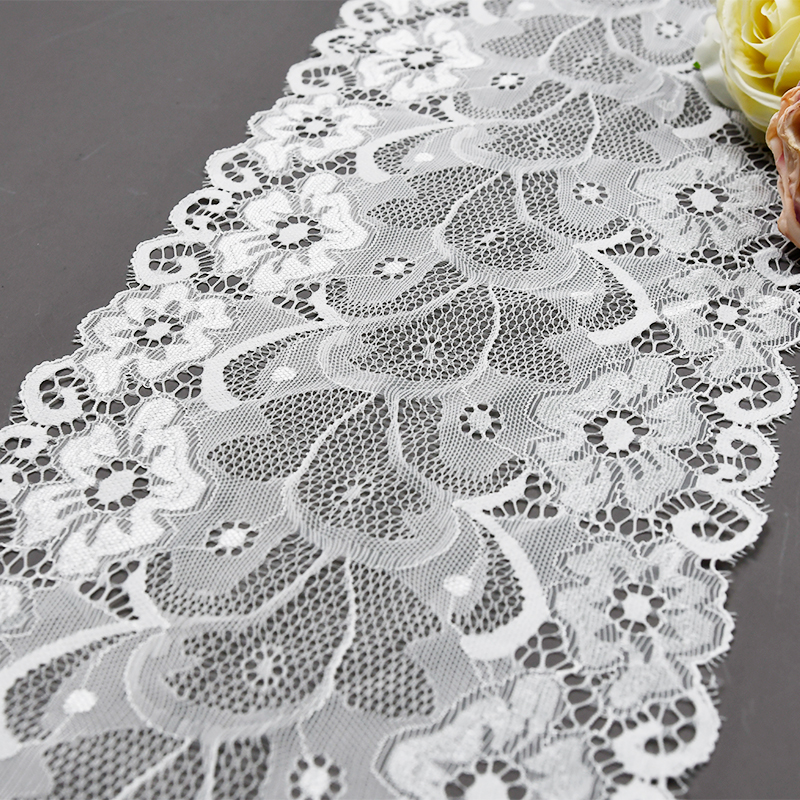 Professional Lace Manufacturer High Quality16.5cm Stretch White Floral Lace Trim for Women59017#