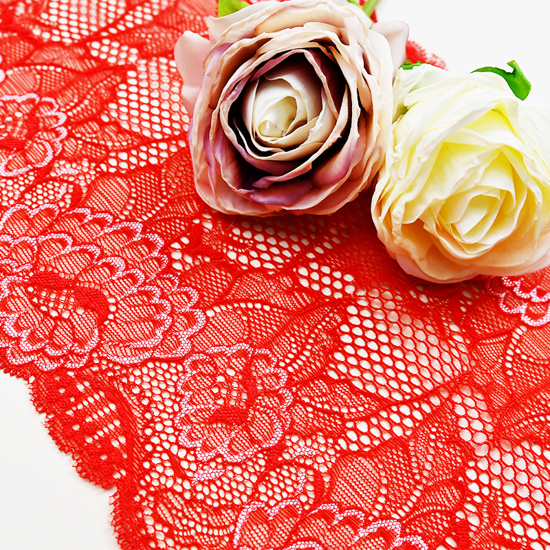Professional Lace Manufacturer High Quality 18.5cm Stretch White Floral Lace Trim for Women B073#