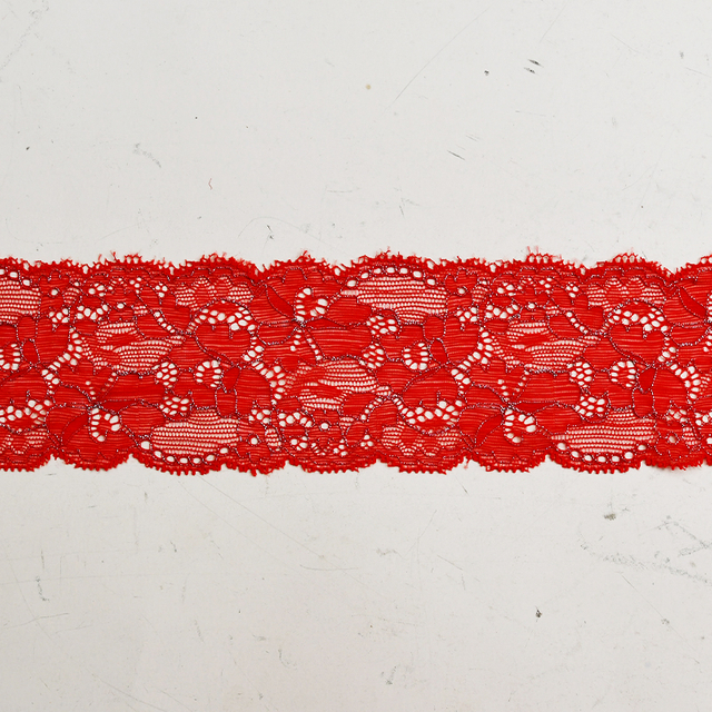 6.5cm Wholesale Bicolor knitted Elastic Lace Trim, nylon spandex stretch lace trim for women dress 6656#