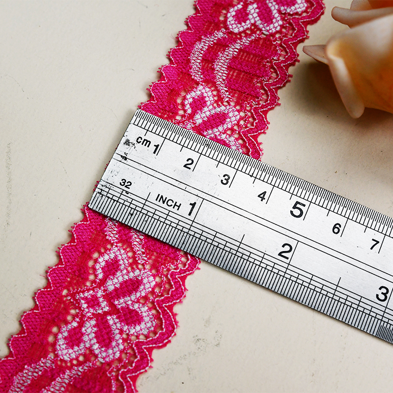 3.3CM Wholesale Bicolor knitted Elastic Lace Trim, nylon spandex stretch lace trim for women dress 05146#