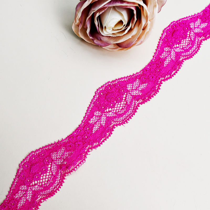 Elastic Lace 3.8CM Fashion 3D Nylon Spandex Stretch White Floral Lace Trim 6294#