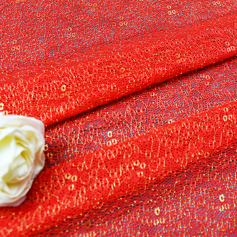 Wholesale two-color knitted elastic lace fabric women's dress 80669#