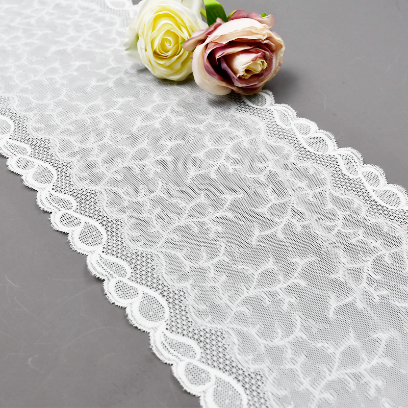 Professional Lace Manufacturer High Quality20cm Stretch White Floral Lace Trim for Women 4033#