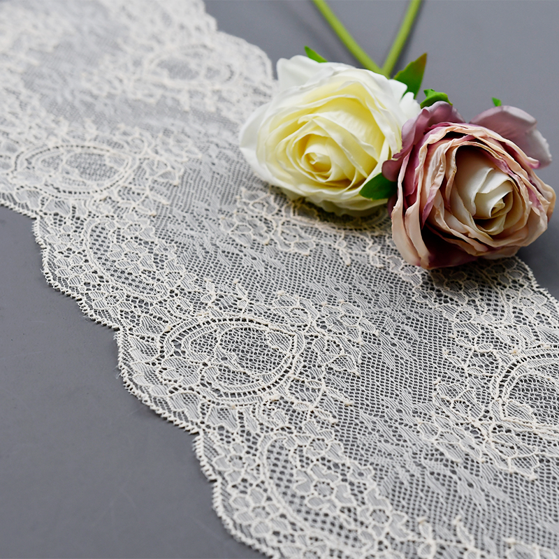 Professional Lace Manufacturer High Quality17cm Stretch White Floral Lace Trim for Women7213#