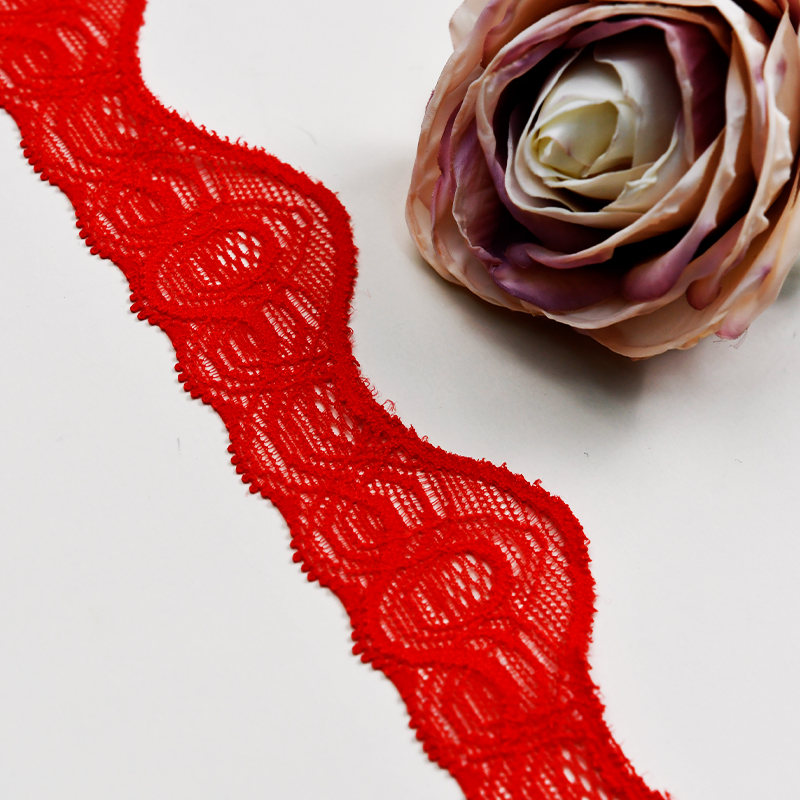 Elastic Lace 3.5CM Fashion 3D Nylon Spandex Stretch White Floral Lace Trim 106315#