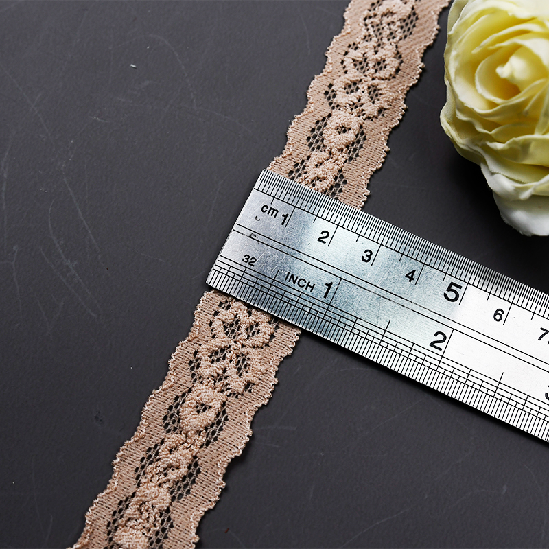 Elastic Lace 2CM Fashion 3D Nylon Spandex Stretch White Floral Lace Trim 116023#