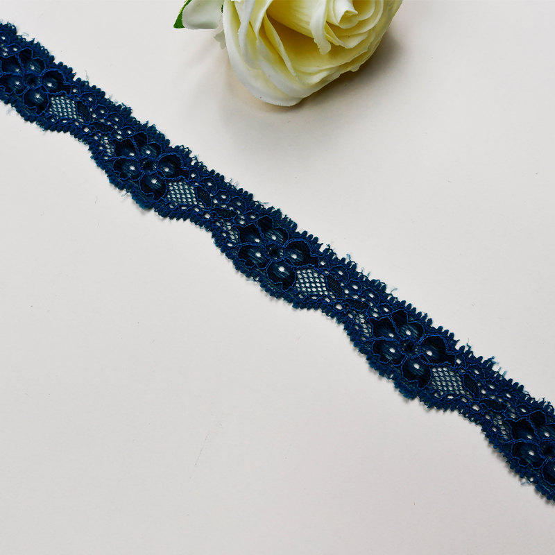 Elastic Lace 2CM Fashion 3D Nylon Spandex Stretch White Floral Lace Trim AB10#